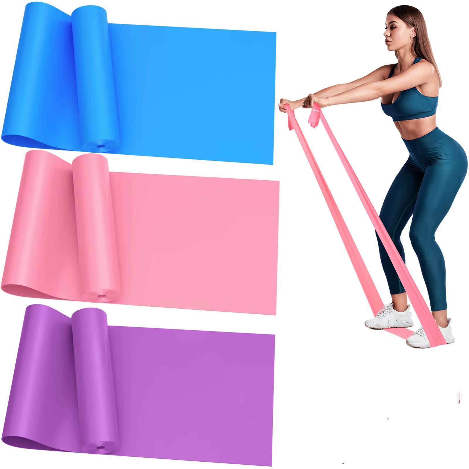 Lindora 3-Piece Set Fitness Resistance Bands with 3 Resistance Levels Yoga Pulling Bands Skin-Friendly Elastic Bands for Home Exercise