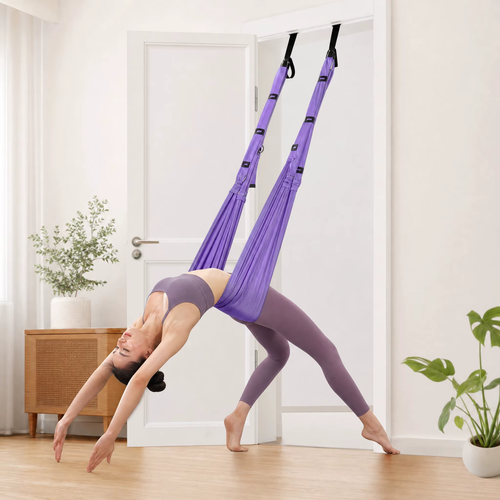 Lindora Advanced Purple Aerial Yoga Rope - Professional Home Yoga Assistant, Luxury Fitness Gear, Single Piece