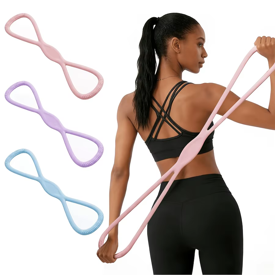 Lindora Figure 8 Resistance Bands for Women & Men - Silicone Pull Rope for Shoulder, Back & Arm Workout - Home Gym, Yoga, Pilates-Toning