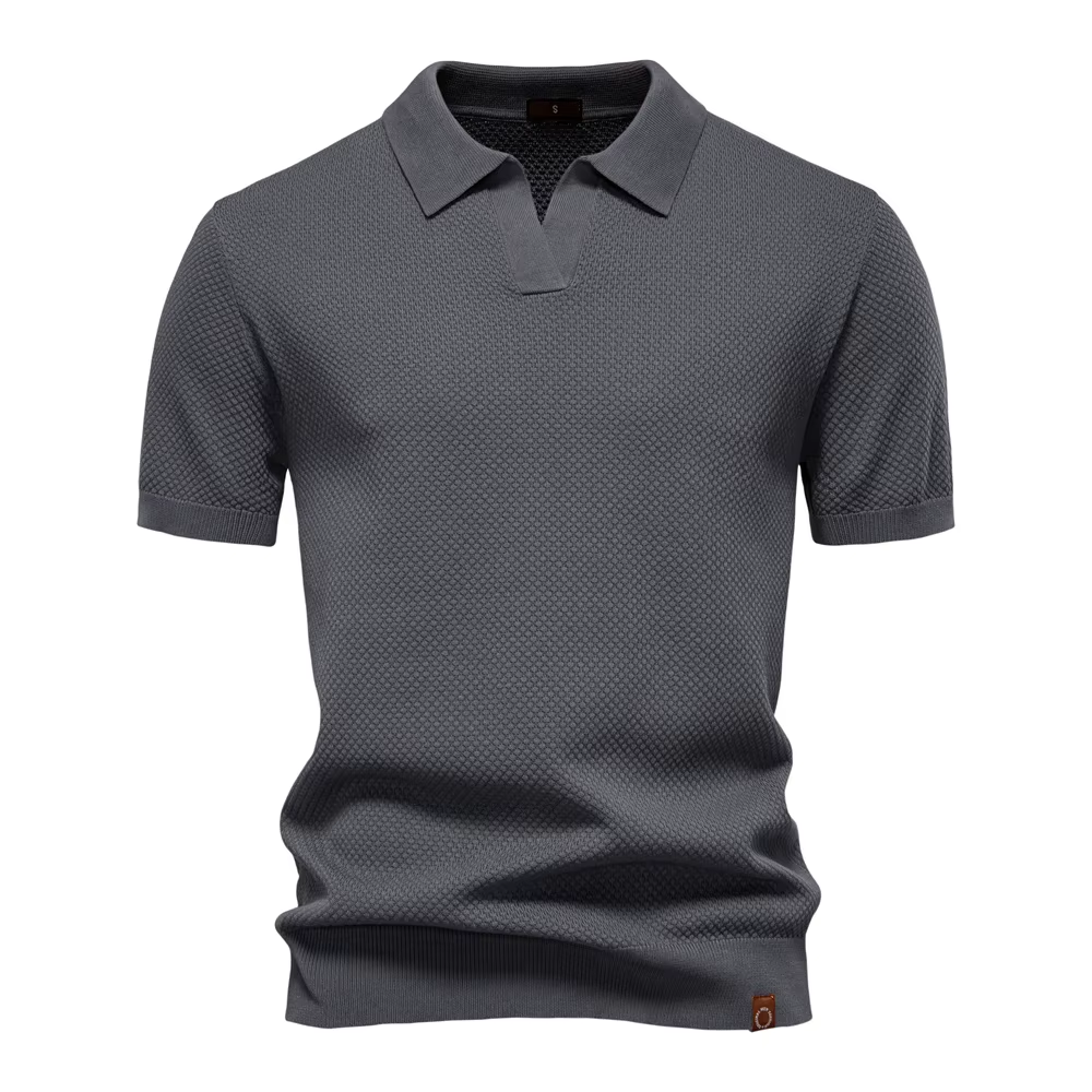 Lindora Men's Summer Breathable Grey Polo Shirt Short Sleeve Solid Color Casual Polo Shirts for Men Lightweight Stretch Polo Dgray ﻿
