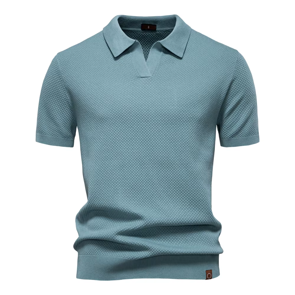 Lindora Men's Summer Breathable Blue Polo Shirt Short Sleeve Solid Color Casual Polo Shirts for Men Lightweight Stretch Polo Lblue﻿