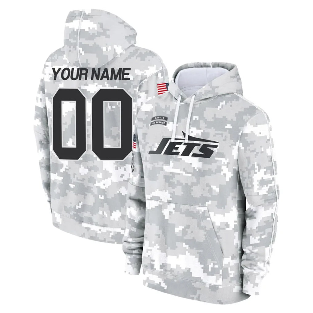 RedF Custom NY.Jets Arctic Camo Salute to Service Pullover Hoodies Limited Game Any Name & Numbers Stitched Jerseys