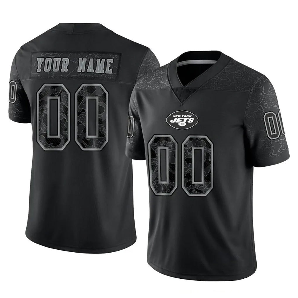 RedF Custom NY.Jets Black Limited Reflective Home Game Any Name & Numbers Stitched Jerseys