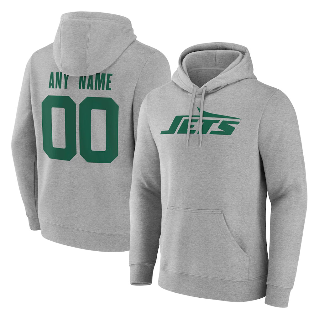 RedF Custom NY.Jets Gray LOGO Pullover Hoodies Limited Game Any Name & Numbers Stitched Jerseys