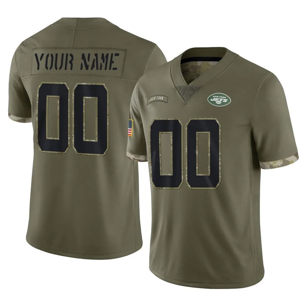 RedF Custom NY.Jets Olive Salute To Service Limited Any Name & Numbers Stitched Jerseys