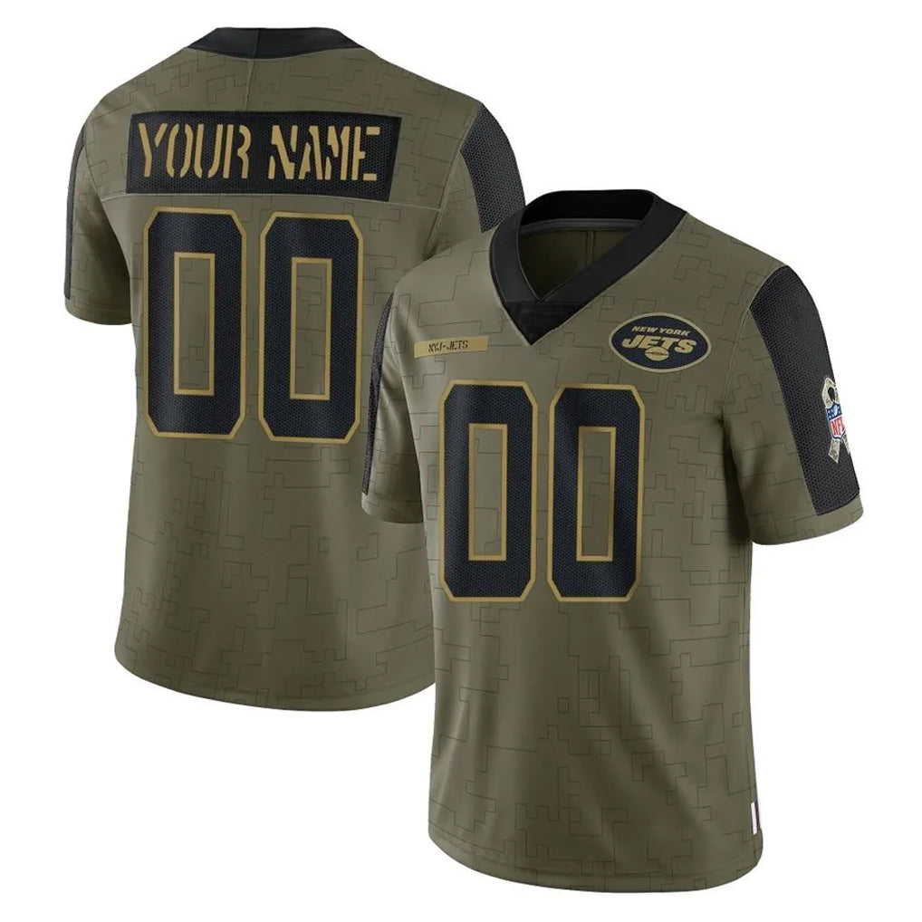 RedF Custom NY.Jets Olive Salute To Service Limited Game Any Name & Numbers Stitched Jerseys