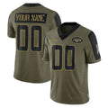 RedF Custom NY.Jets Olive Salute To Service Limited Game Any Name & Numbers Stitched Jerseys
