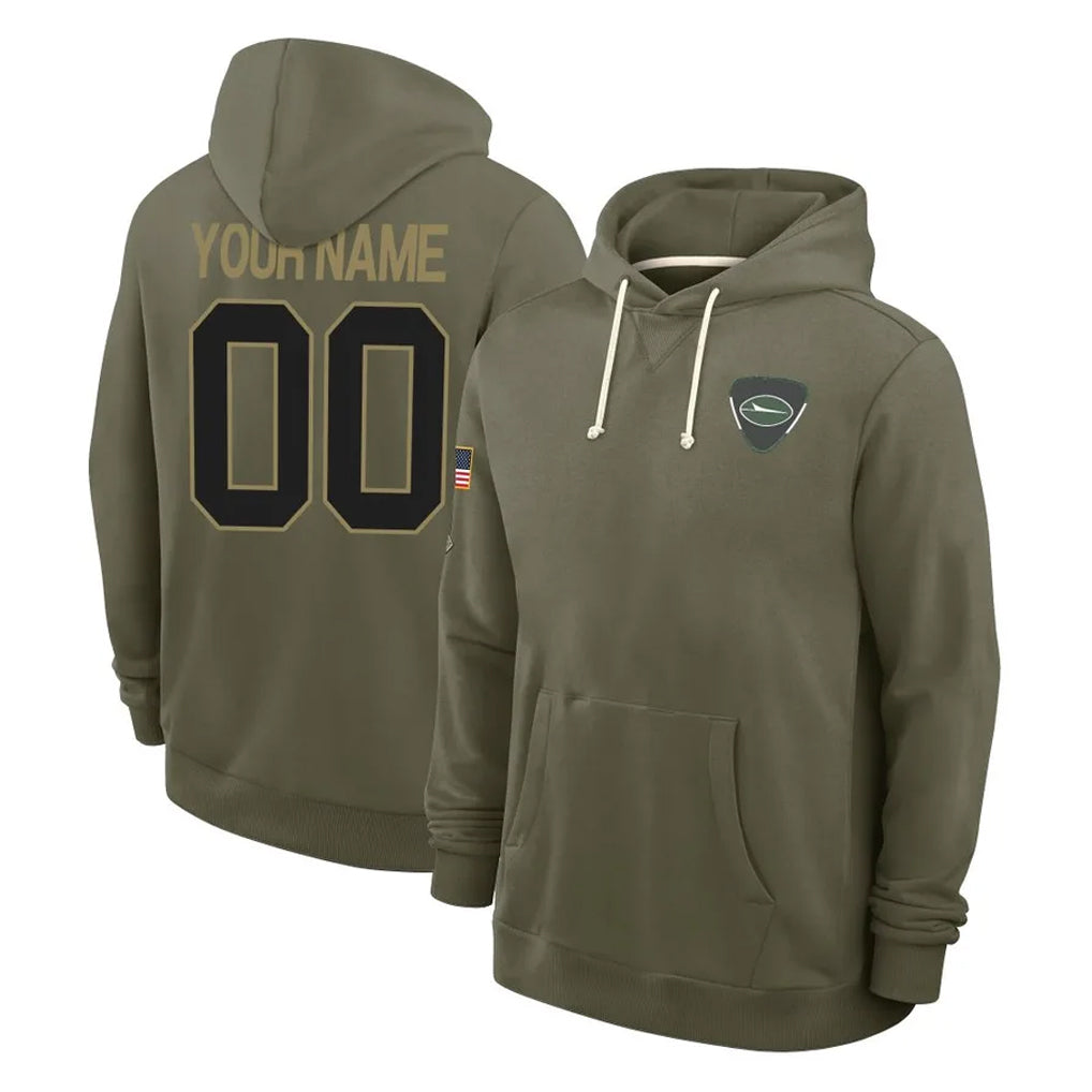 RedF Custom NY.Jets Olive Salute to Service Pullover Hoodies Limited Any Name & Numbers Stitched Jerseys