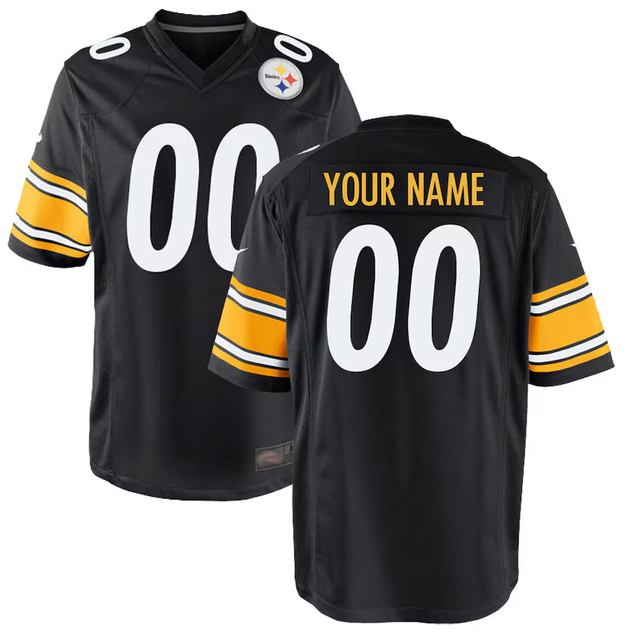 Lindora Custom P.Steelers Black Game Stitched Jerseys