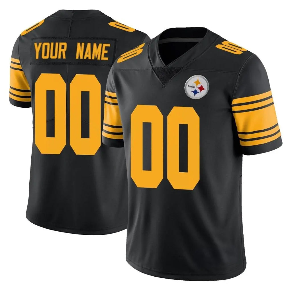 Lindora Custom P.Steelers Black Limited Color Rush Home Game Any Name & Numbers Stitched Jerseys