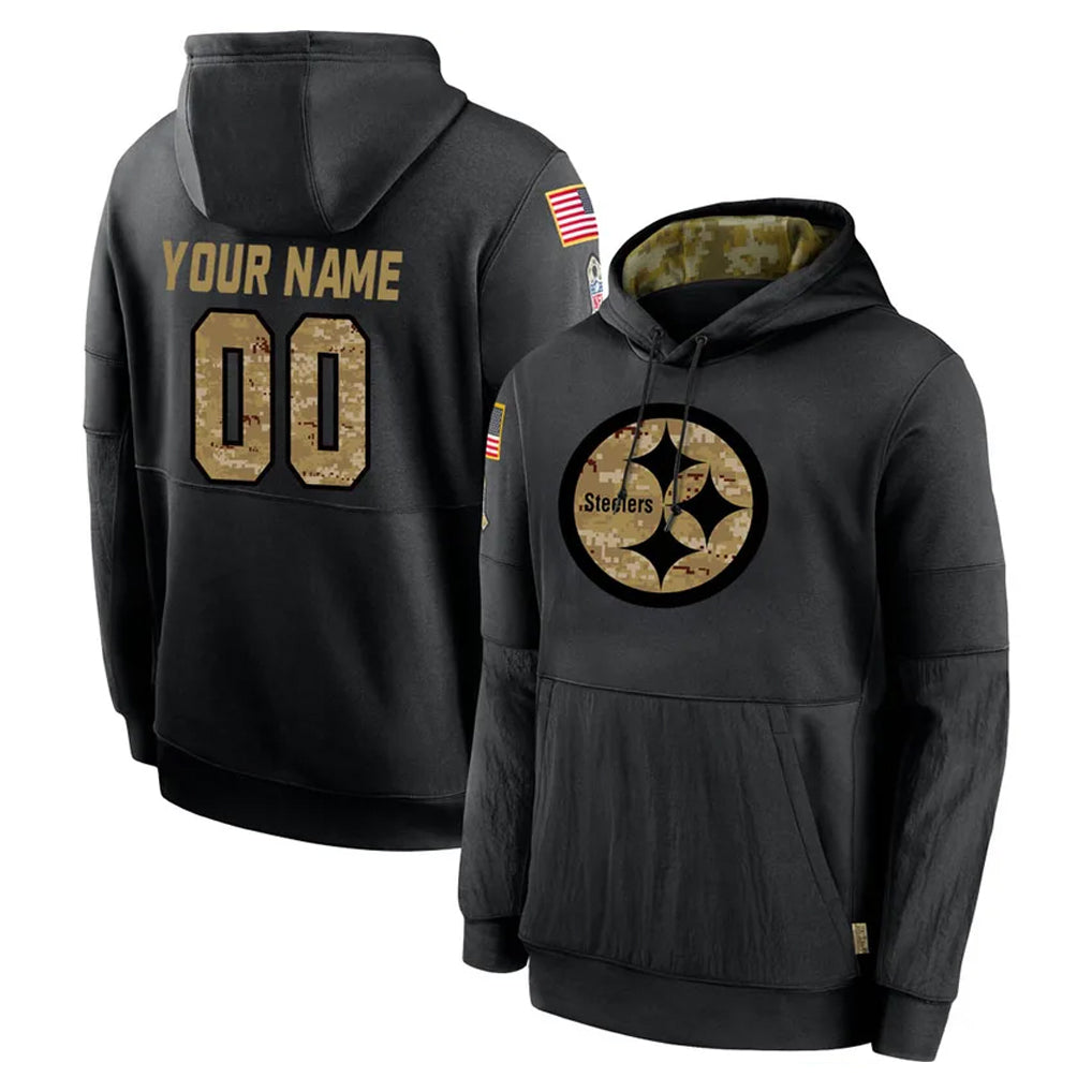 Lindora Custom P.Steelers Black Salute to Service Hoodies Limited Game Any Name & Numbers Stitched Jerseys