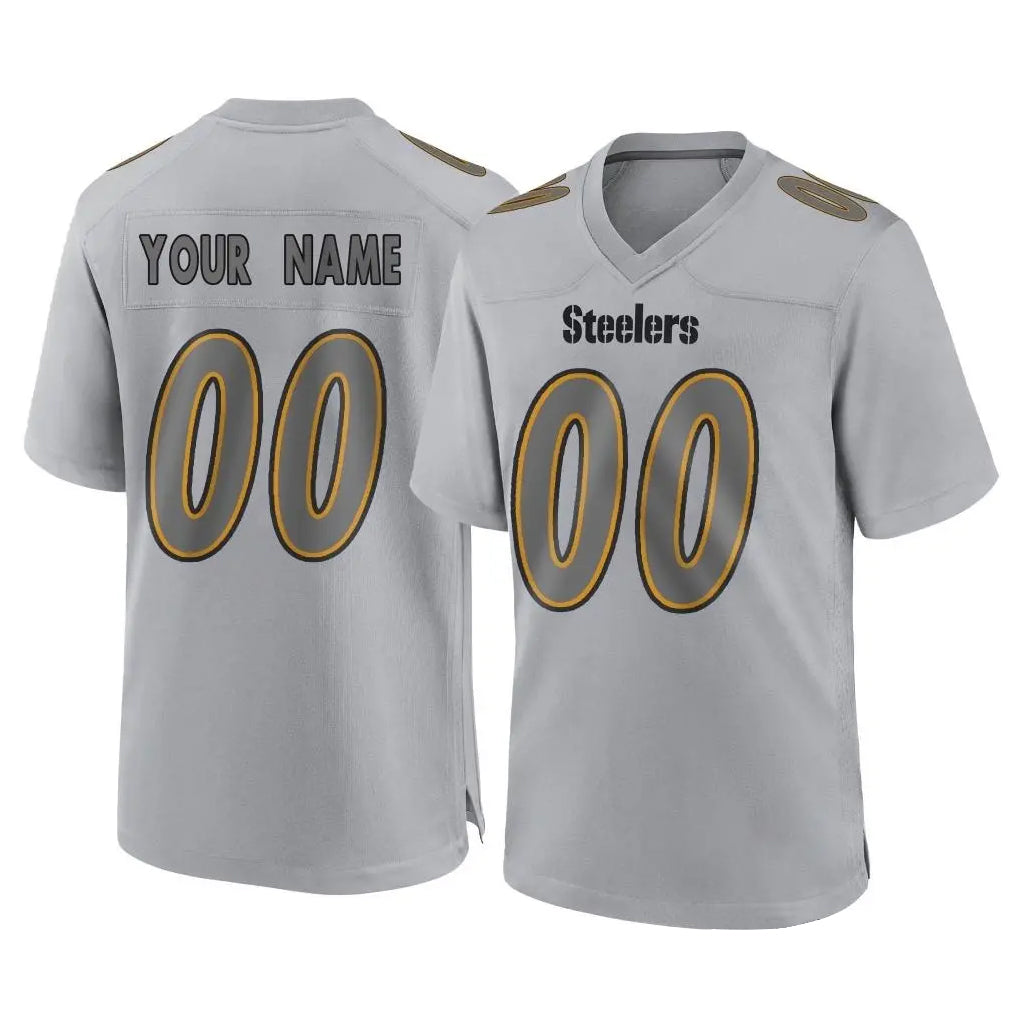 Lindora Custom P.Steelers Gray Atmosphere Fashion Home Game Any Name & Numbers Stitched Jerseys