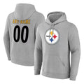 Lindora Custom P.Steelers Gray LOGO Pullover Hoodies Limited Any Name & Numbers Stitched Jerseys