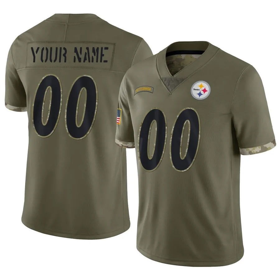 Lindora Custom P.Steelers Salute To Service Limited Olive Stitched Jerseys