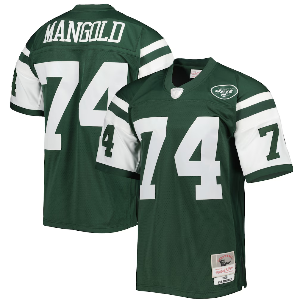 RedF NY.Jets #74 Nick Mangold Mitchell & Ness Green Legacy Replica Stitched Jerseys