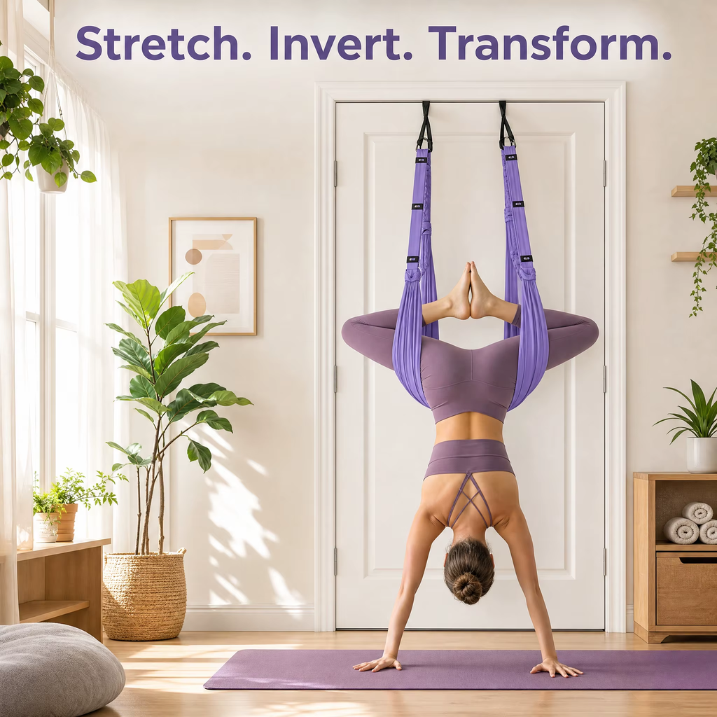 Lindora Advanced Purple Aerial Yoga Rope - Professional Home Yoga Assistant, Luxury Fitness Gear, Single Piece