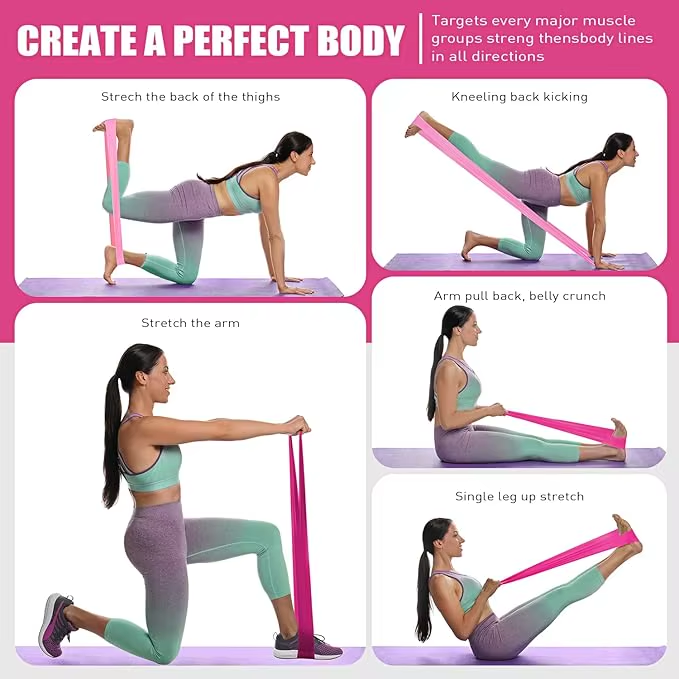 Lindora 3-Piece Set Fitness Resistance Bands with 3 Resistance Levels Yoga Pulling Bands Skin-Friendly Elastic Bands for Home Exercise