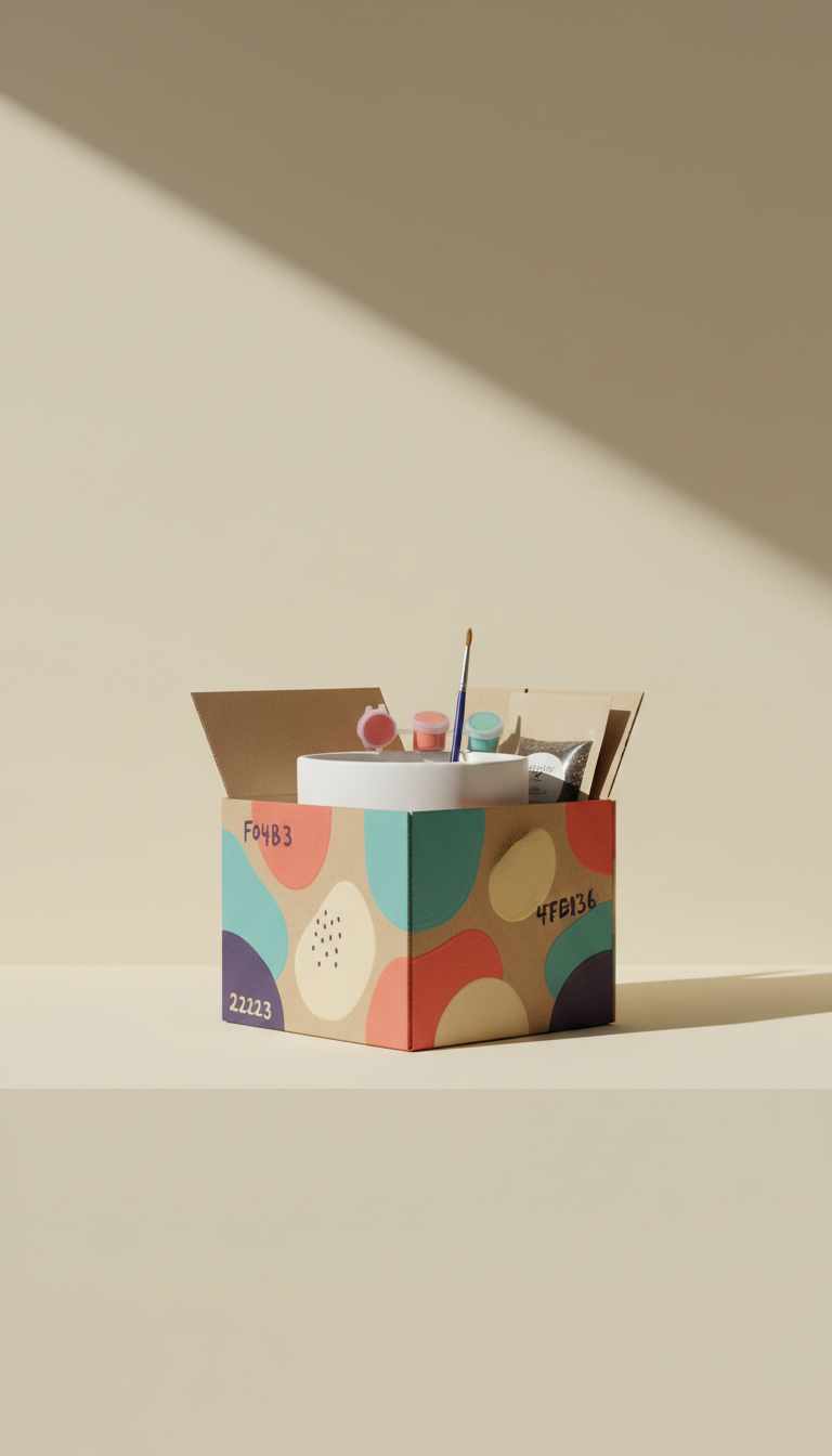 Hand-Painted Ceramic Planter Kit with Brush Set